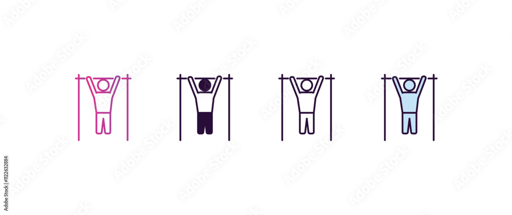 Aufkleber bar exercising gradient, line, filled, colored icon. editable vector from gym concept. four differen
