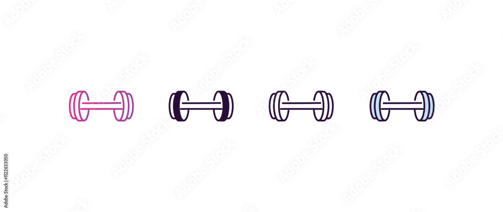 Poster exercising dumbbell gradient, line, filled, colored icon. editable vector from gym concept. four dif