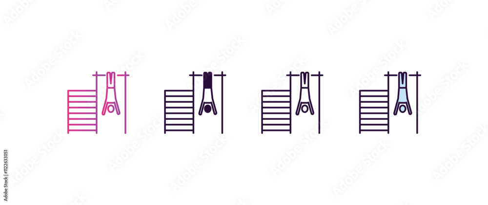 Aufkleber exercise hang bar gradient, line, filled, colored icon. editable vector from gym concept. four diffe
