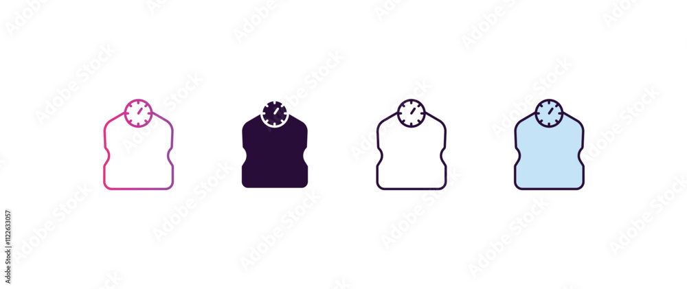 Poster weighing scale gradient, line, filled, colored icon. editable vector from gym concept. four differen