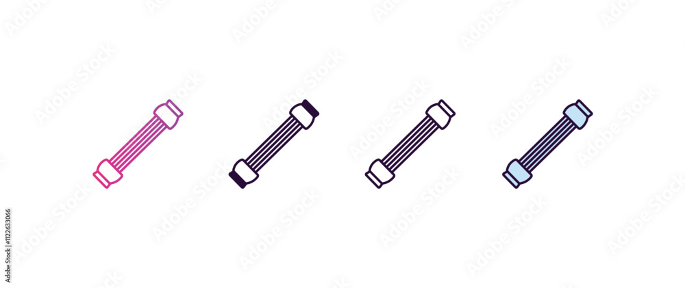 Poster chest expanders gradient, line, filled, colored icon. editable vector from gym concept. four differe