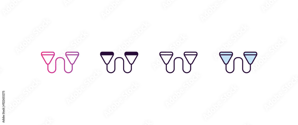 Poster exercise bands gradient, line, filled, colored icon. editable vector from gym concept. four differen