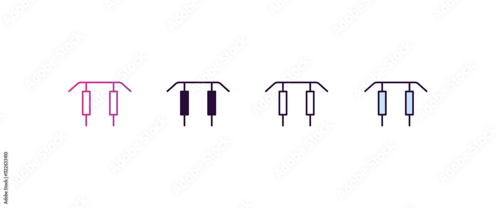 Poster horizontal bar gradient, line, filled, colored icon. editable vector from gym concept. four differen