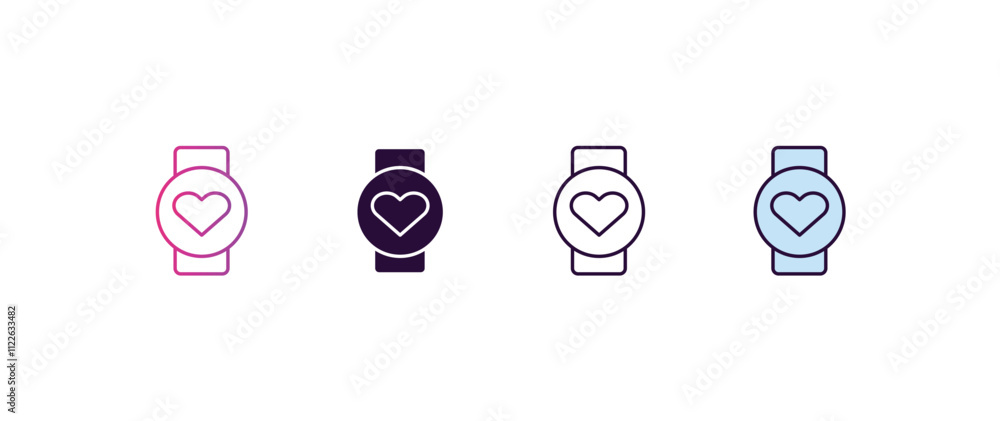 Poster pulsometer gradient, line, filled, colored icon. editable vector from gym concept. four different st