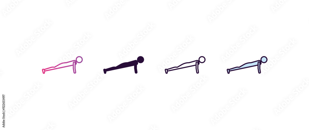 Poster push up gradient, line, filled, colored icon. editable vector from gym concept. four different style