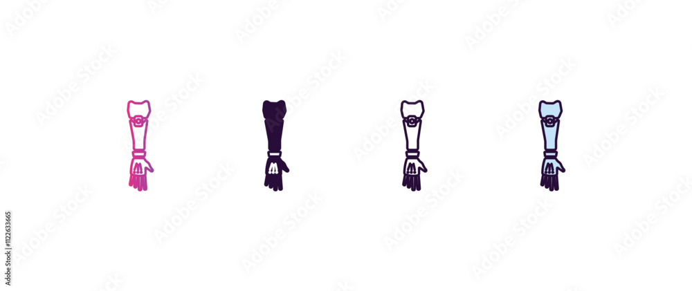 Poster bionic arm gradient, line, filled, colored icon. editable vector from ai and tech concept. four diff