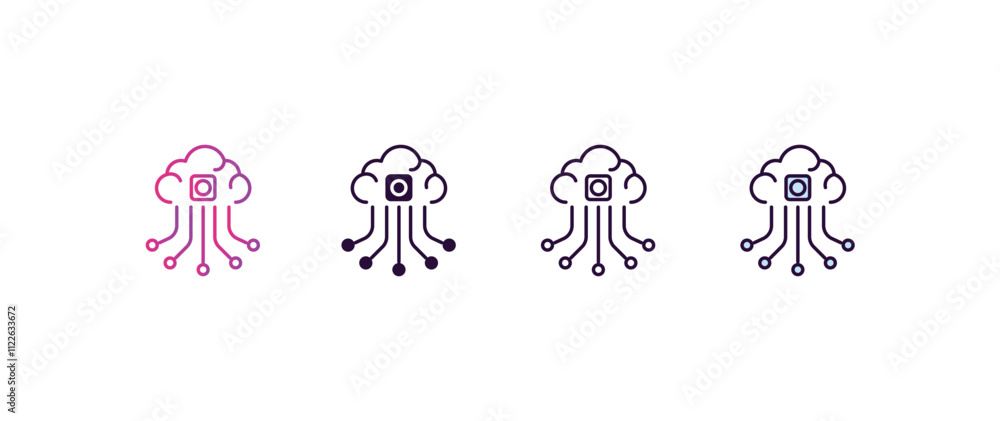 Aufkleber cloud intelligence gradient, line, filled, colored icon. editable vector from ai and tech concept. f