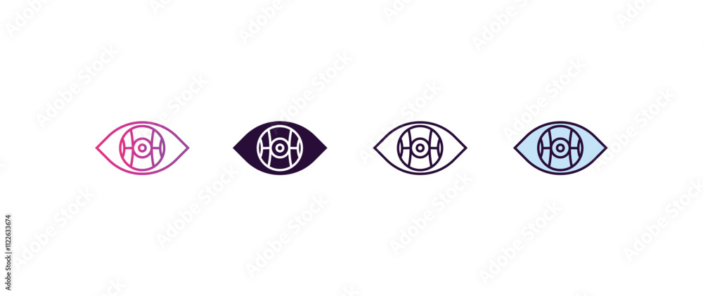 Aufkleber bionic eye gradient, line, filled, colored icon. editable vector from ai and tech concept. four diff