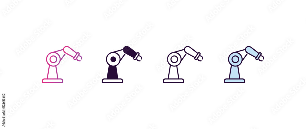 Poster mechanical arm gradient, line, filled, colored icon. editable vector from ai and tech concept. four 