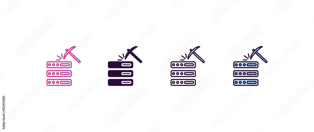 Aufkleber data mining gradient, line, filled, colored icon. editable vector from ai and tech concept. four dif