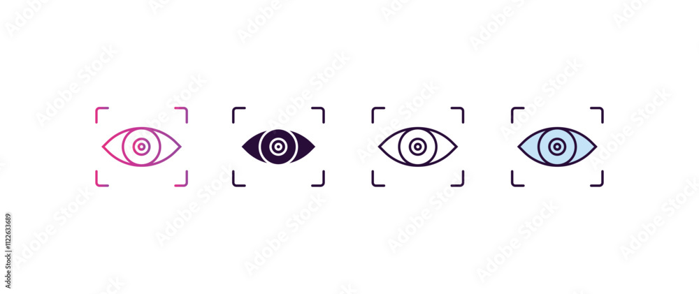 Poster eye tracking gradient, line, filled, colored icon. editable vector from ai and tech concept. four di