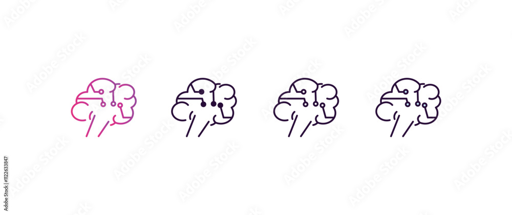 Poster future brain gradient, line, filled, colored icon. editable vector from ai and tech concept. four di