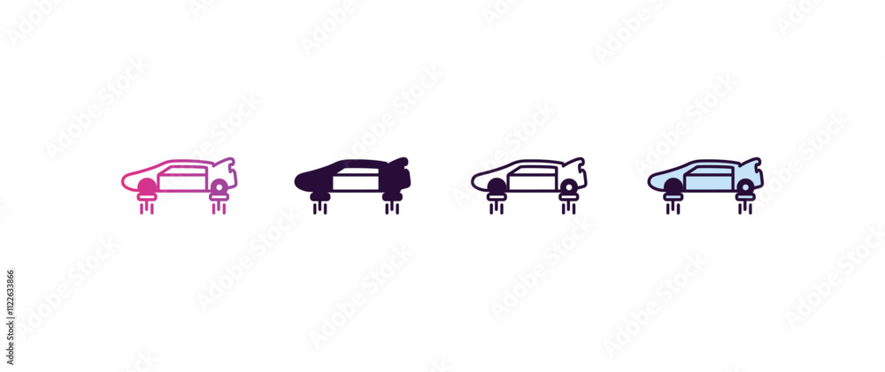 Poster fyling vehicle gradient, line, filled, colored icon. editable vector from ai and tech concept. four 
