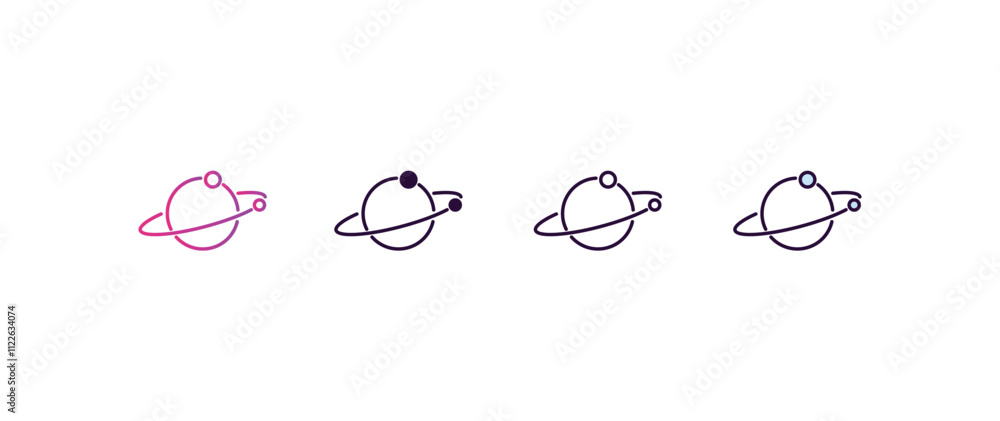 Poster outer space gradient, line, filled, colored icon. editable vector from ai and tech concept. four dif