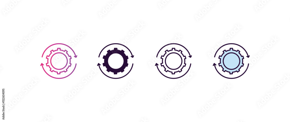 Aufkleber processing gradient, line, filled, colored icon. editable vector from ai and tech concept. four diff