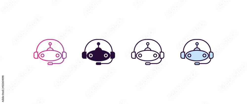 Poster robot assistant gradient, line, filled, colored icon. editable vector from ai and tech concept. four
