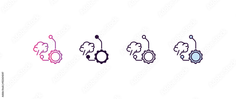 Poster unsupervised learning gradient, line, filled, colored icon. editable vector from ai and tech concept