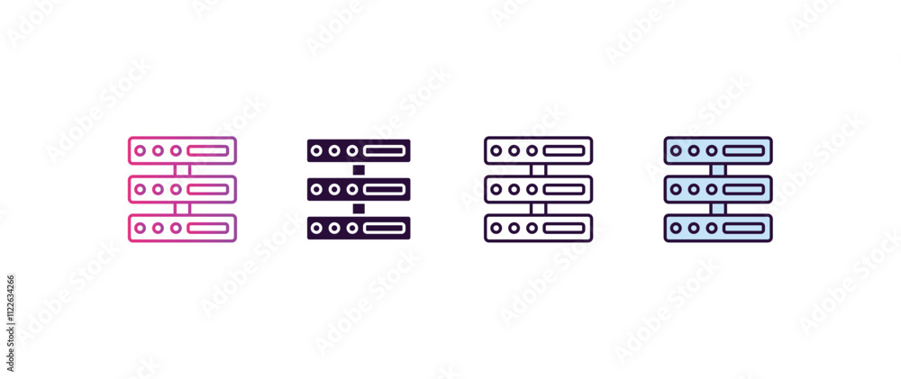 Poster servers gradient, line, filled, colored icon. editable vector from ai and tech concept. four differe