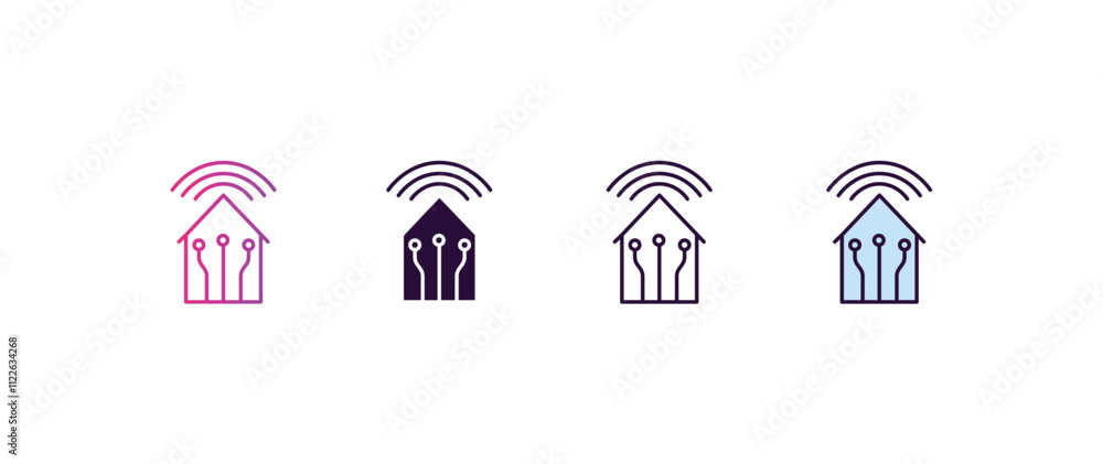 Poster smart home gradient, line, filled, colored icon. editable vector from ai and tech concept. four diff