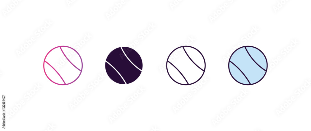 Poster ball gradient, line, filled, colored icon. editable vector from ai and tech concept. four different 