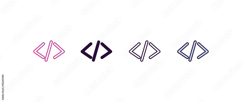 Aufkleber code gradient, line, filled, colored icon. editable vector from ai and tech concept. four different 