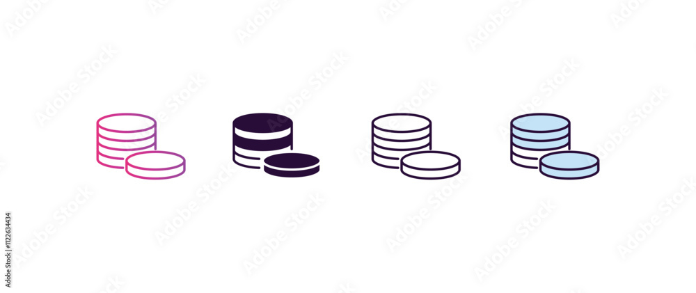 Poster coins gradient, line, filled, colored icon. editable vector from ai and tech concept. four different