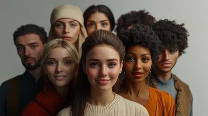 Obraz premium Group of diverse multiracial and multi ethnic smiling woman posing in a studio