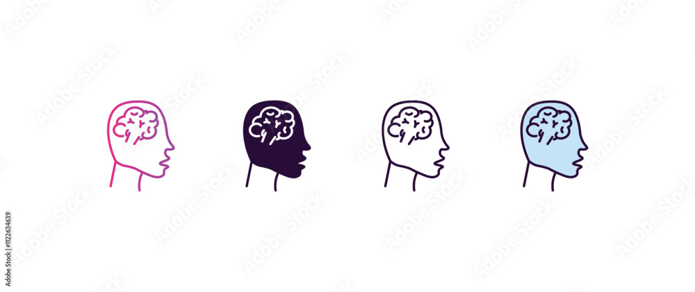 Poster brain gradient, line, filled, colored icon. editable vector from ai and tech concept. four different