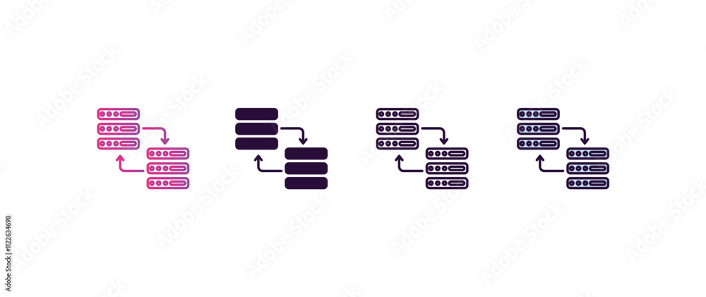 Poster data transfer gradient, line, filled, colored icon. editable vector from ai and tech concept. four d