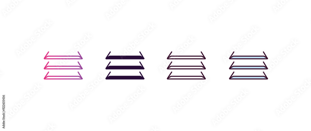 Poster shelf gradient, line, filled, colored icon. editable vector from furniture concept. four different s