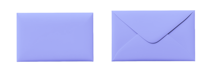 Lavender envelope front back blank empty copy space product mockup template pastel lilac violet periwinkle purple stationery cardholder packaging design supply isolated paper mailer correspondence inv