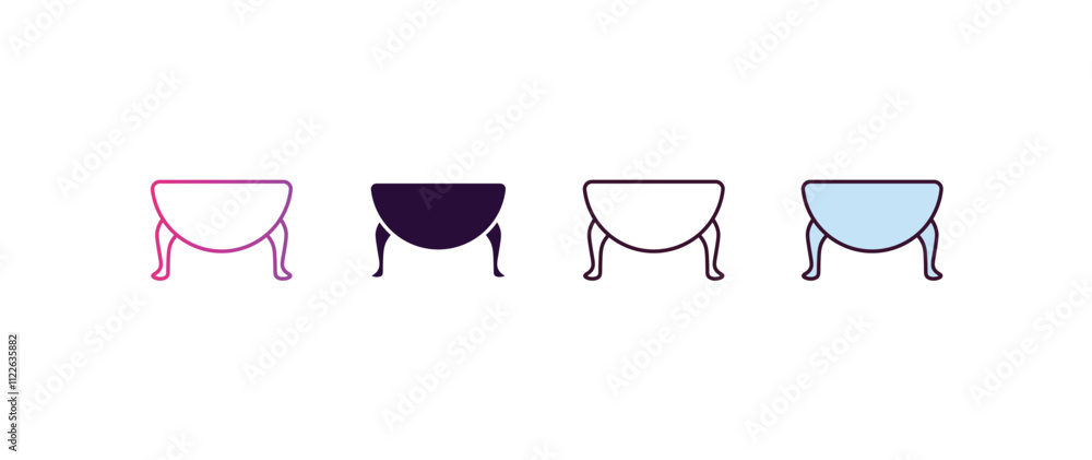Poster gateleg table gradient, line, filled, colored icon. editable vector from furniture concept. four dif