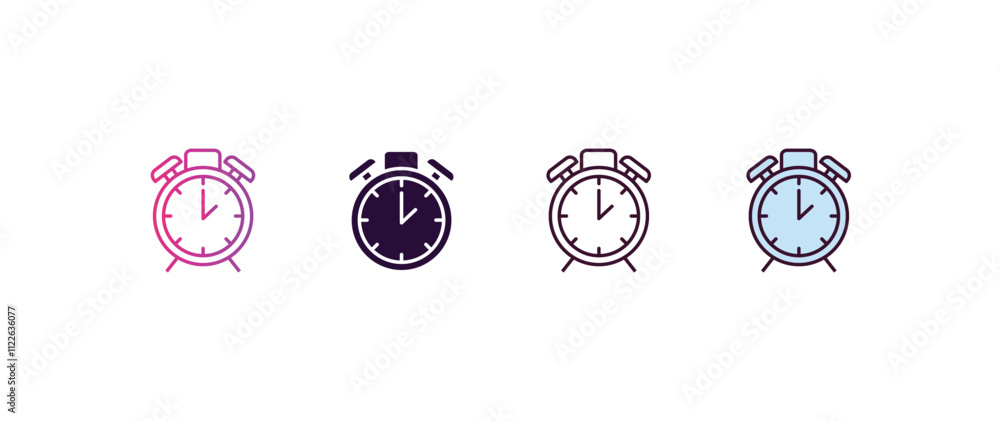 Poster table clock gradient, line, filled, colored icon. editable vector from furniture concept. four diffe