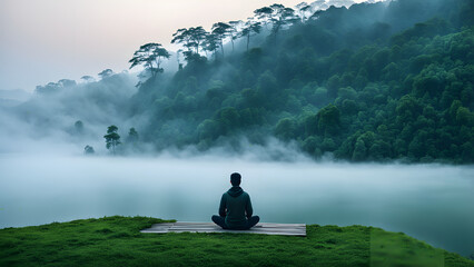 meditation in the morning desktop 4K wallpaper, relaxing in the clam nature 