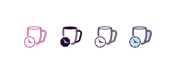 time to have a break  gradient, line, filled, colored icon. editable vector from food concept. four different style time to have a break  icon isolated on white background