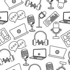 Podcast Seamless Pattern Vector