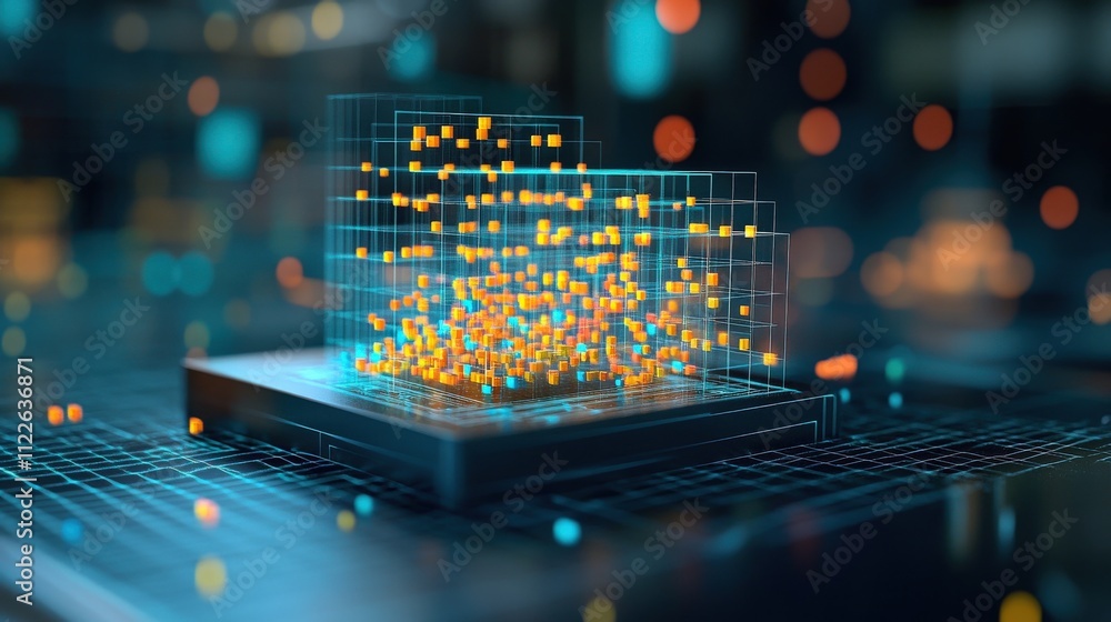 Aufkleber Abstract Visualization of Data Points Floating in a Digital Space Representing Modern Technology and Information Analysis Trends