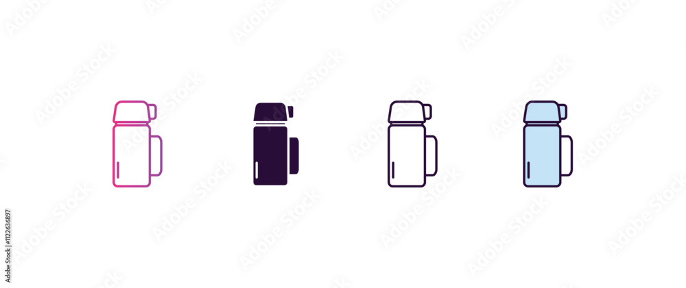 Poster thermo flask gradient, line, filled, colored icon. editable vector from food concept. four different