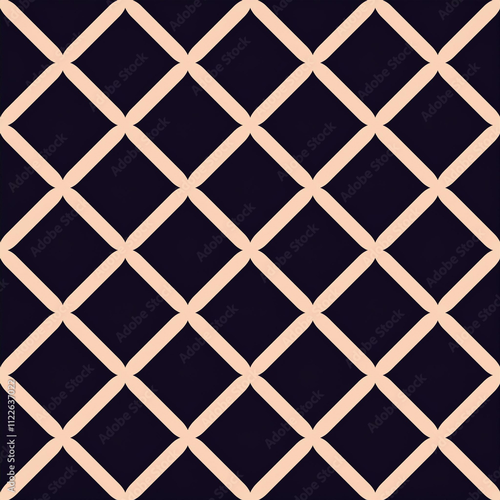 Poster rounded rhombus grid seamless pattern trend aesthetic abstract background. apparel design cool texti