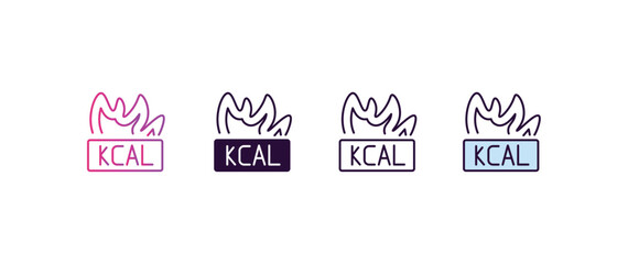 calories  gradient, line, filled, colored icon. editable vector from food concept. four different style calories  icon isolated on white background