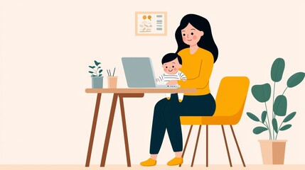 Working Mom  Baby  Laptop  Home Office  Remote Work  Childcare  Productivity  Family   Bus