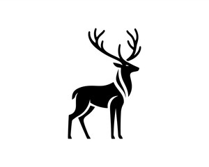 Obraz premium Deer logo design vector template. Deer icon symbol vector illustration. Deer silhouette logo black and white.