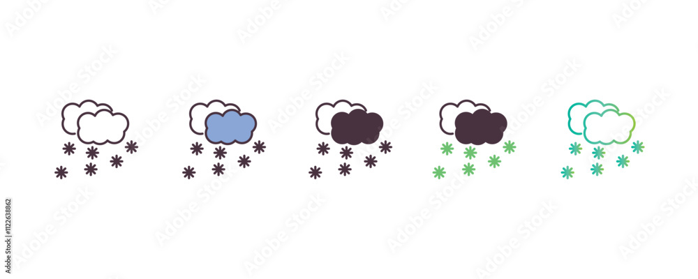 Poster snowing gradient, line, filled, colored icon. editable vector from weather concept. four different s