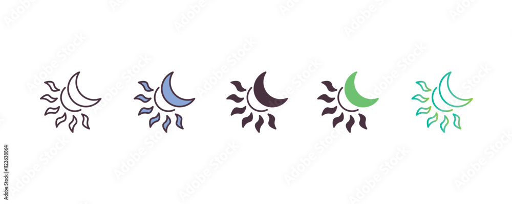 Poster eclipse gradient, line, filled, colored icon. editable vector from weather concept. four different s