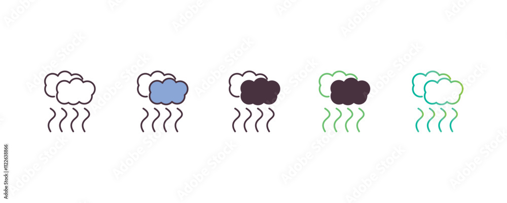 Aufkleber smog gradient, line, filled, colored icon. editable vector from weather concept. four different styl