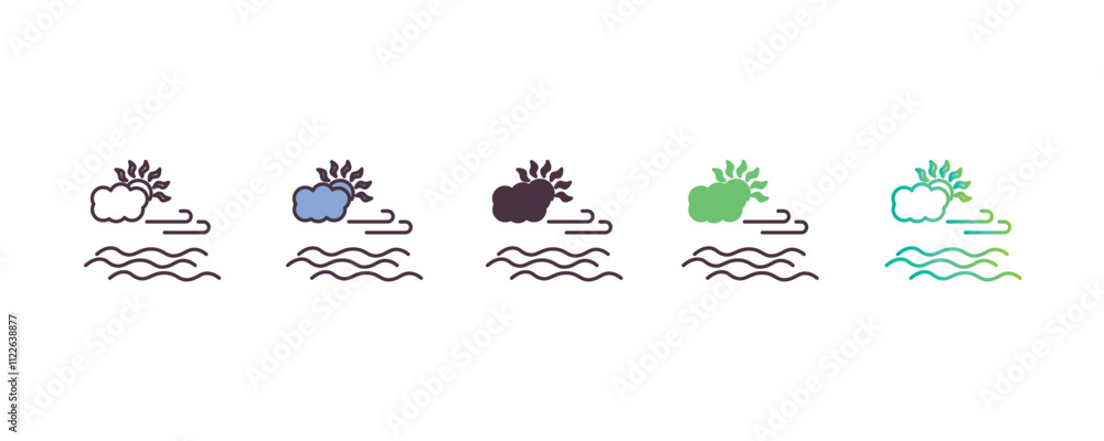 Poster calm gradient, line, filled, colored icon. editable vector from weather concept. four different styl