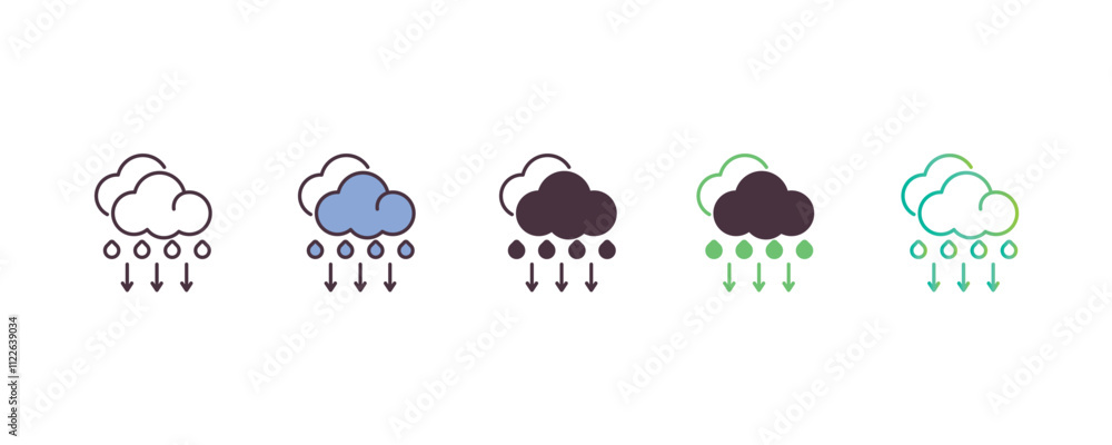 Poster convergence gradient, line, filled, colored icon. editable vector from weather concept. four differe