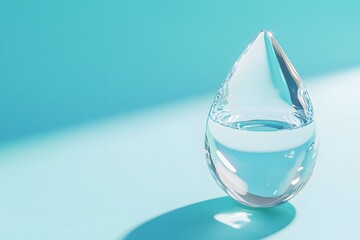Fototapeta premium A cute water droplet, with a translucent material and a simple background, in a 3D style