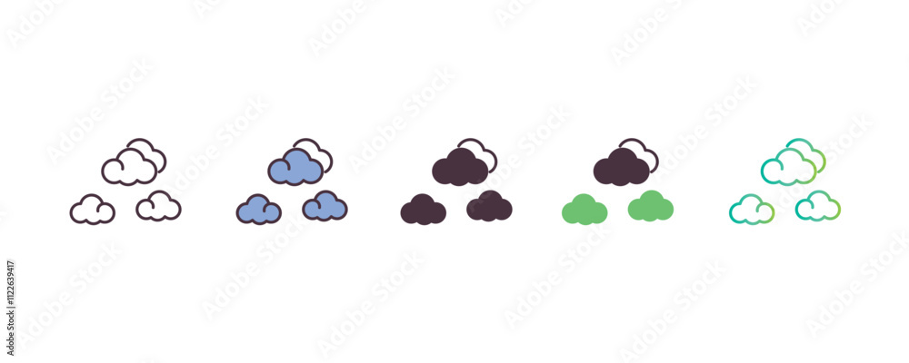 Poster clouds gradient, line, filled, colored icon. editable vector from weather concept. four different st
