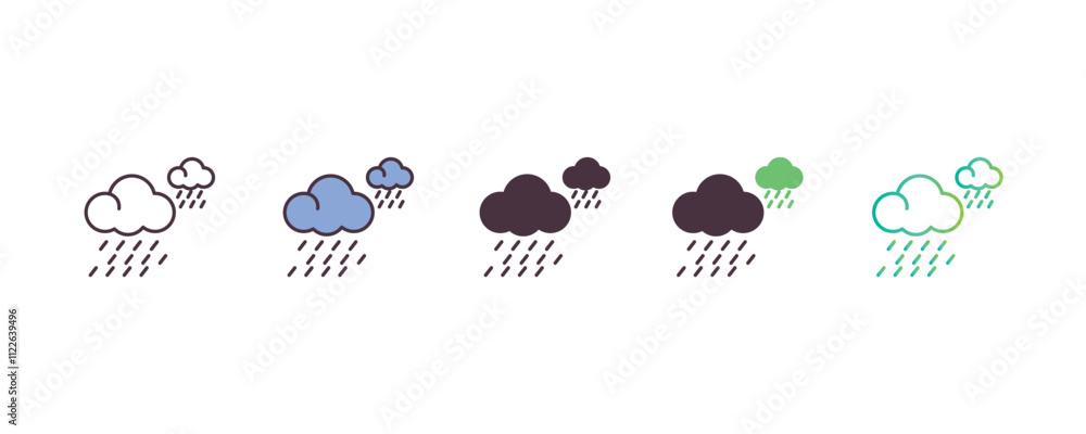 Poster drizzle gradient, line, filled, colored icon. editable vector from weather concept. four different s